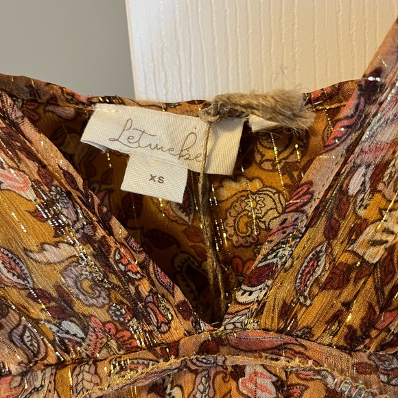 NWT Anthropologie gold and jewel tone midi dress adjustable straps ruched bodice - Picture 4 of 6